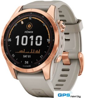 Умные часы Garmin Fenix 7S Solar 42 мм (розовое золото/песочный)