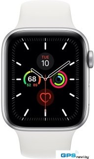 Умные часы Apple Watch Series 5 44 мм (серебристый алюминий/белый спортивный)